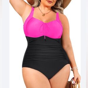 Daci Women's Hot Pink and Black  One Piece Swimsuit NWT size 22W